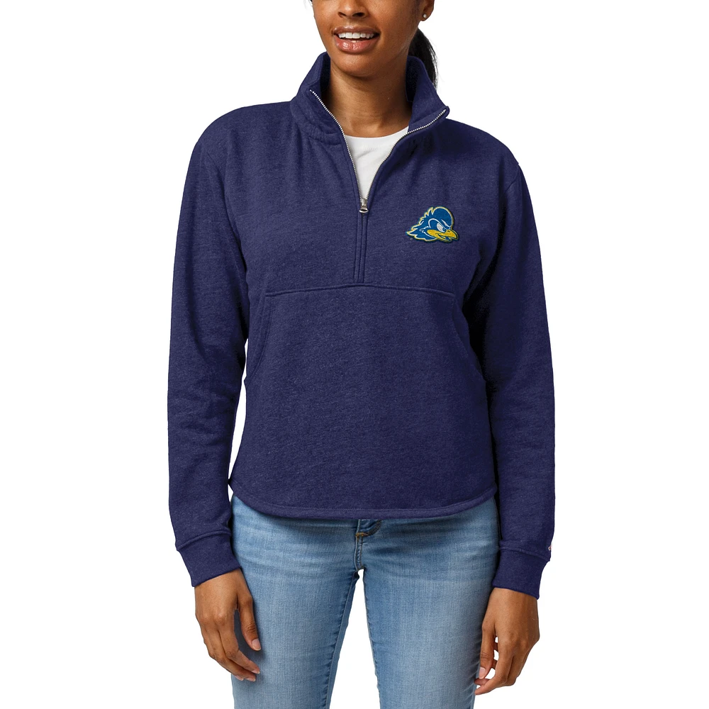 Women's League Collegiate Wear Heather Royal Delaware Fightin' Blue Hens Victory Springs Tri-Blend Quarter-Zip Pullover Sweatshirt