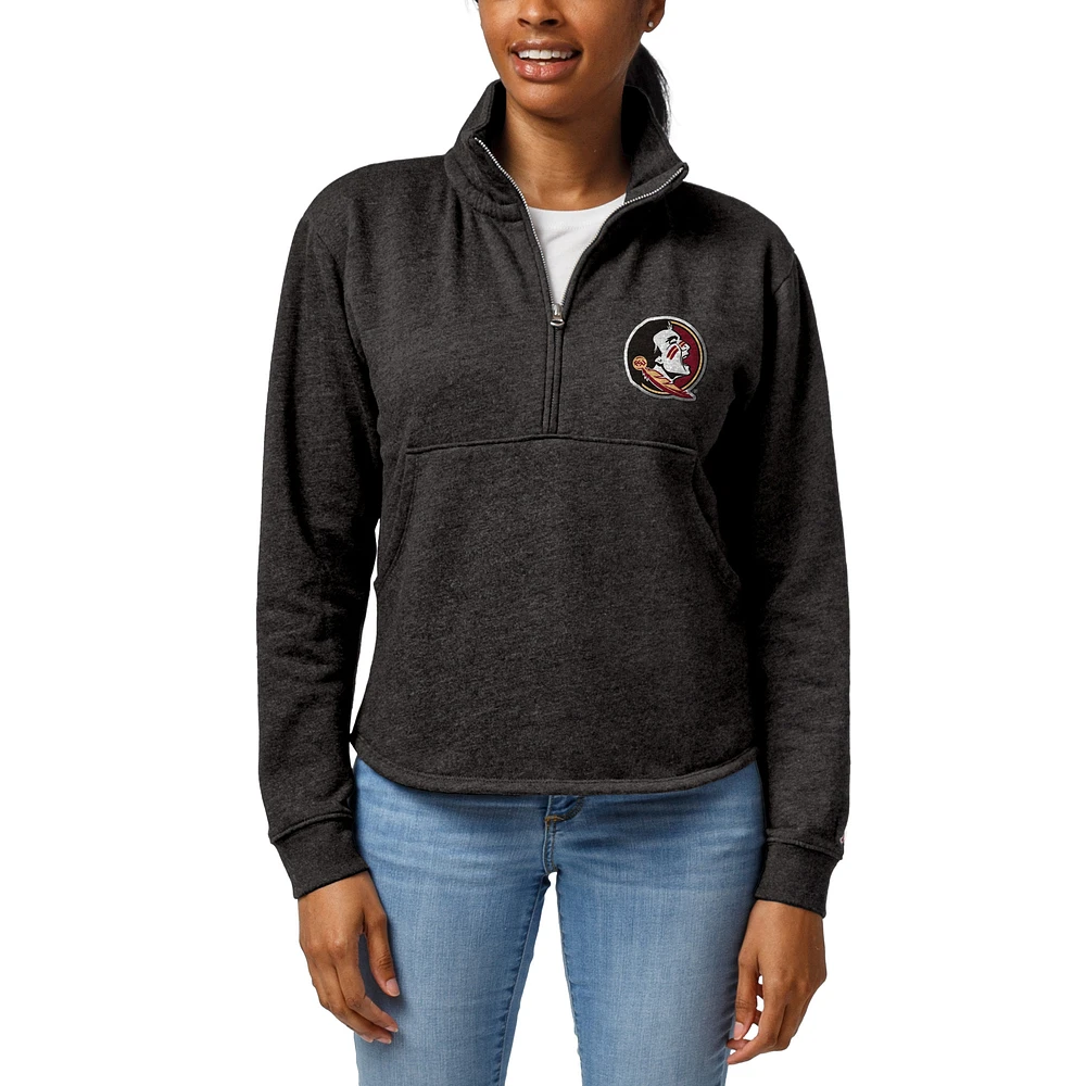 Women's League Collegiate Wear Charcoal Florida State Seminoles Victory Springs Tri-Blend Quarter-Zip Pullover Sweatshirt