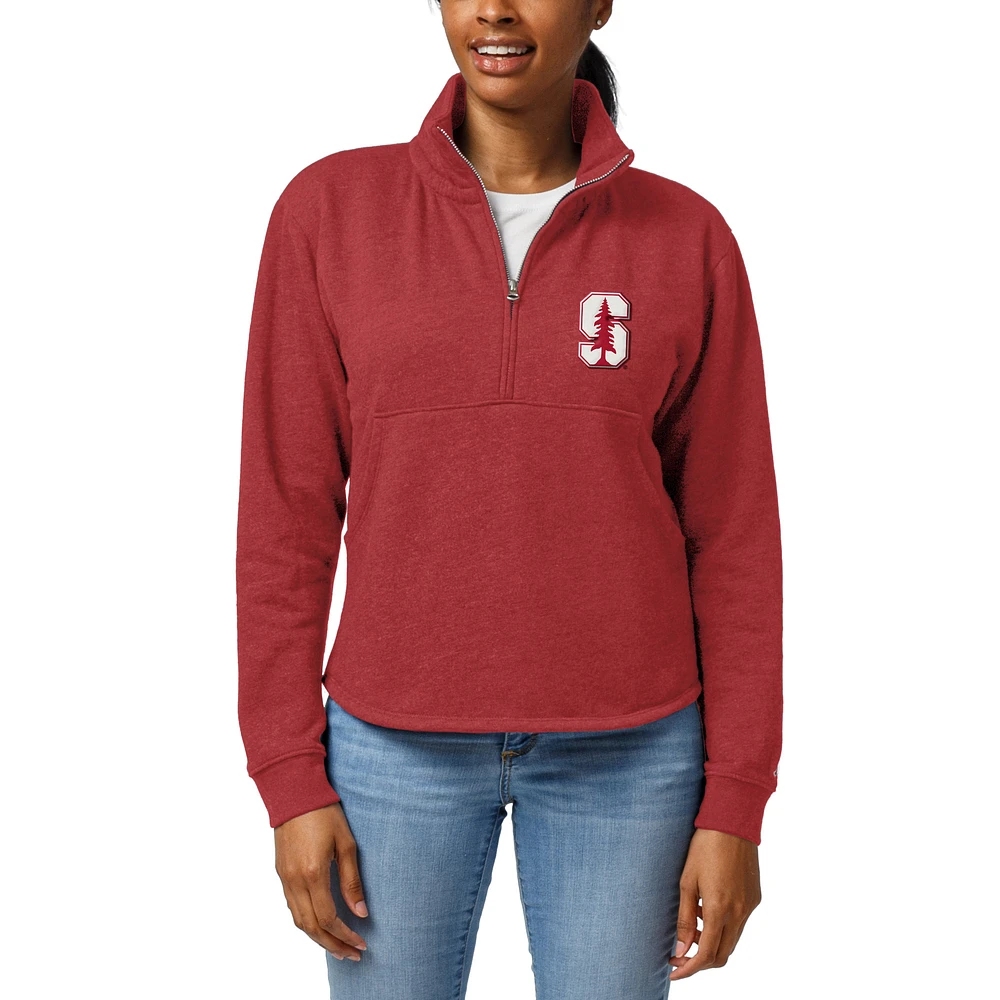 Women's League Collegiate Wear Cardinal Stanford Cardinal Victory Springs Tri-Blend Quarter-Zip Pullover Sweatshirt