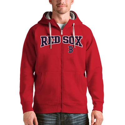 Men's Antigua Red Boston Sox Team Logo Victory Full-Zip Hoodie