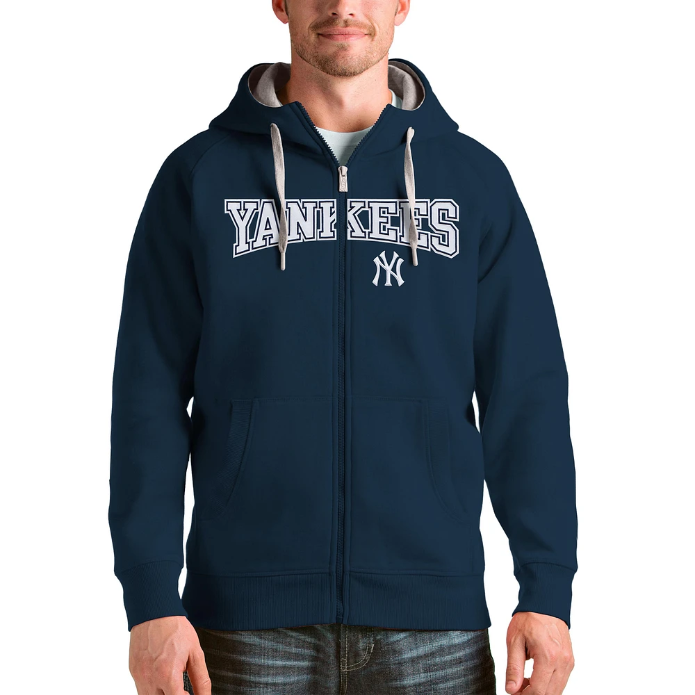 Men's Antigua Navy New York Yankees Team Logo Victory Full-Zip Hoodie