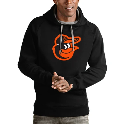 Men's Antigua Black Baltimore Orioles Victory Pullover Team Logo Hoodie