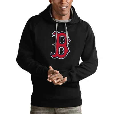 Men's Antigua Black Boston Red Sox Victory Pullover Team Logo Hoodie