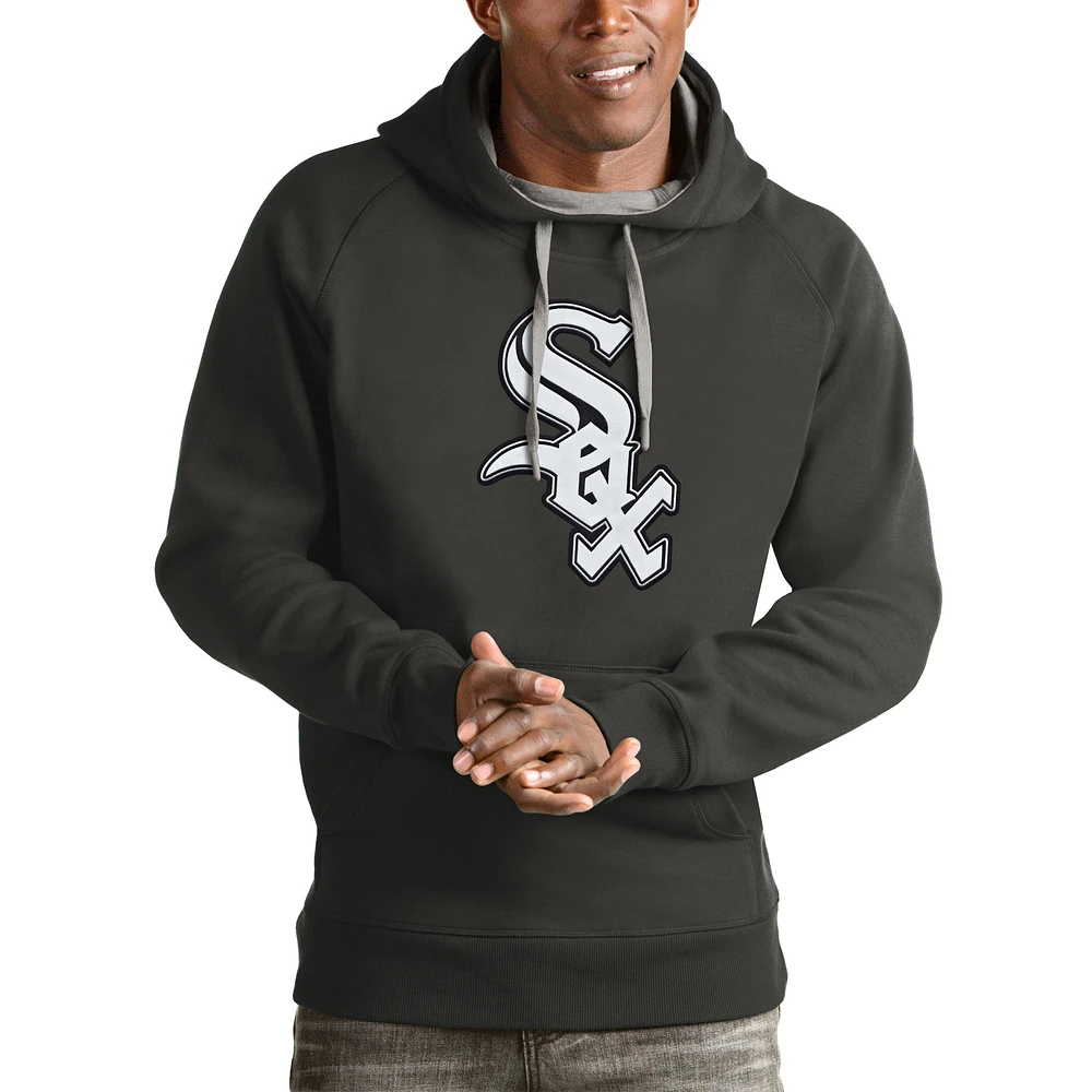 Men's Antigua Charcoal Chicago White Sox Victory Pullover Team Logo Hoodie