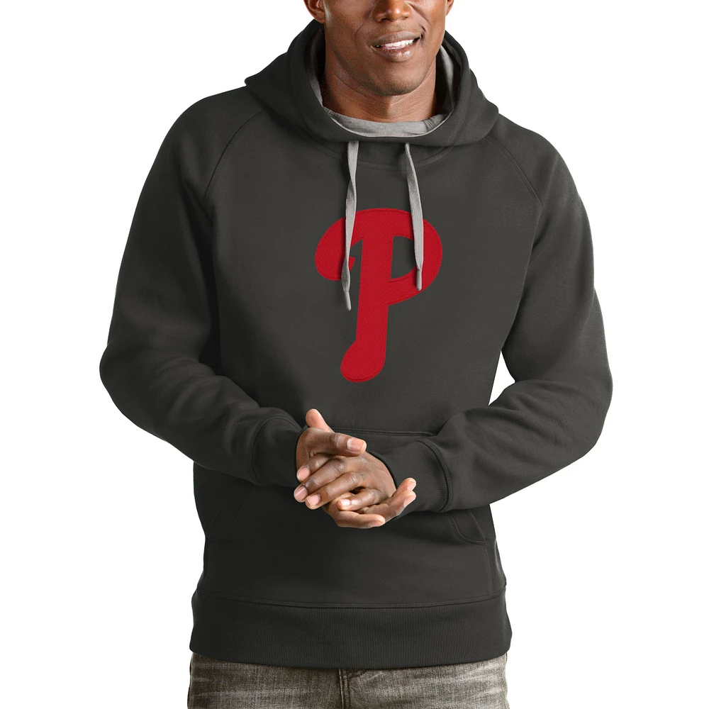 Men's Antigua Charcoal Philadelphia Phillies Victory Pullover Team Logo Hoodie