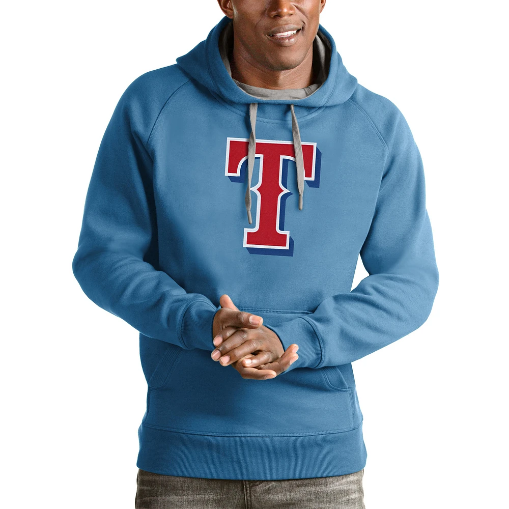 Men's Antigua Light Blue Texas Rangers Victory Pullover Team Logo Hoodie