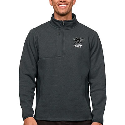 Men's Antigua Heather Charcoal Las Vegas Desert Dogs Course Quarter-Zip Pullover Top