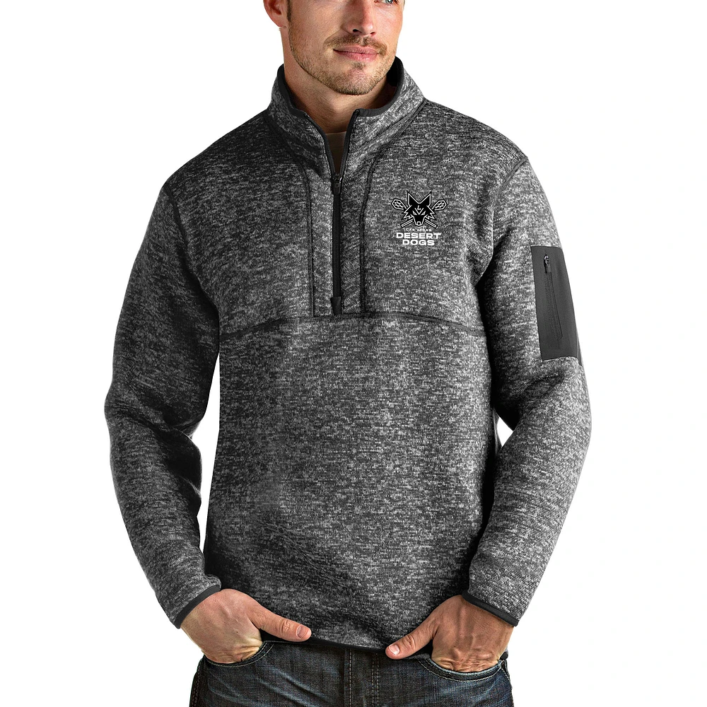 Men's Antigua Heather Las Vegas Desert Dogs Team Logo Fortune Half-Zip Pullover Jacket