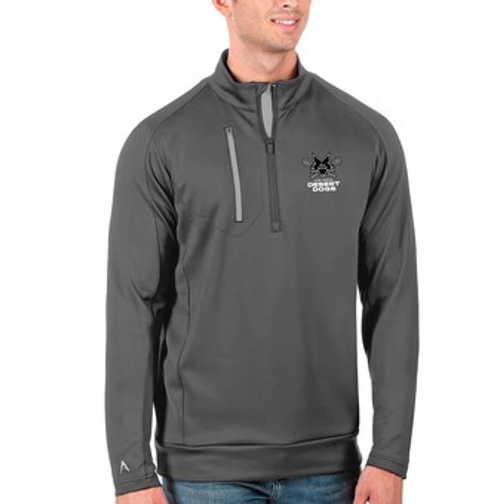 Men's Antigua Gray Las Vegas Desert Dogs Generation Quarter-Zip Pullover Top