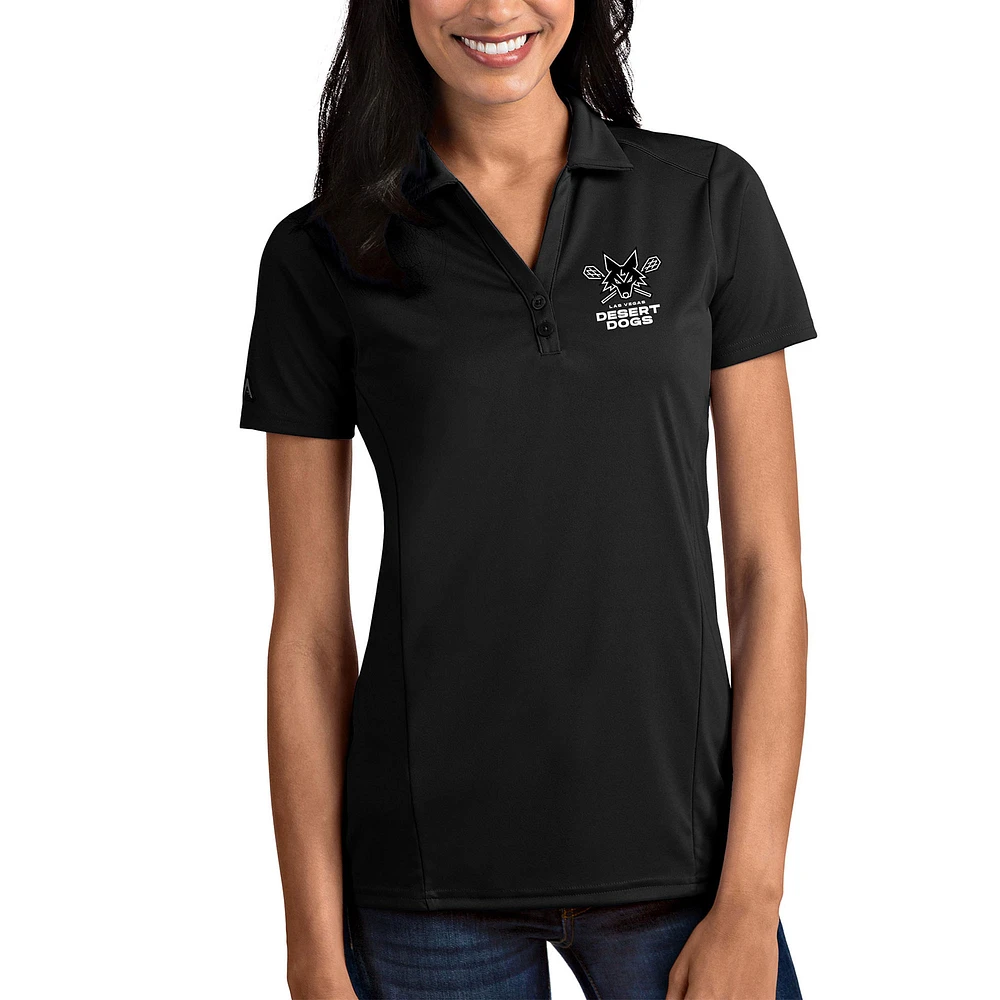 Women's Antigua Black Las Vegas Desert Dogs Tribute Polo