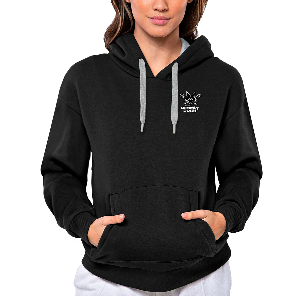 Women's Antigua Black Las Vegas Desert Dogs Victory Pullover Hoodie