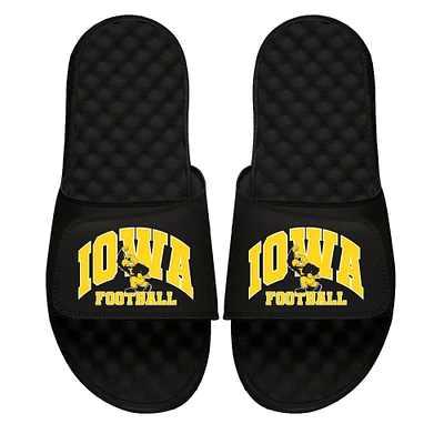 Unisex ISlide Black Iowa Hawkeyes Football Varsity Slide Sandals