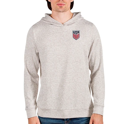 Men's Antigua Oatmeal USMNT Absolute Pullover Hoodie