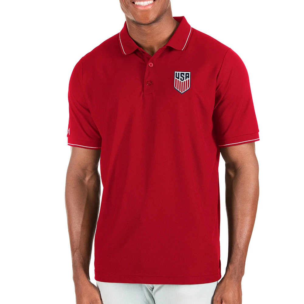 Men's Antigua Red USMNT Solid Pique Polo