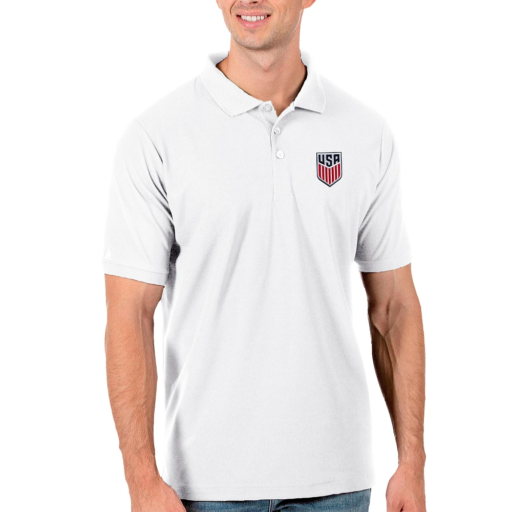 Men's Antigua White USMNT Legacy Pique Polo