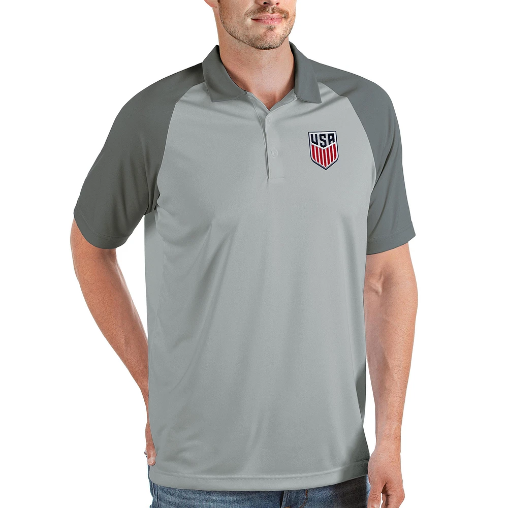 Men's Antigua Silver USMNT Nova Polo