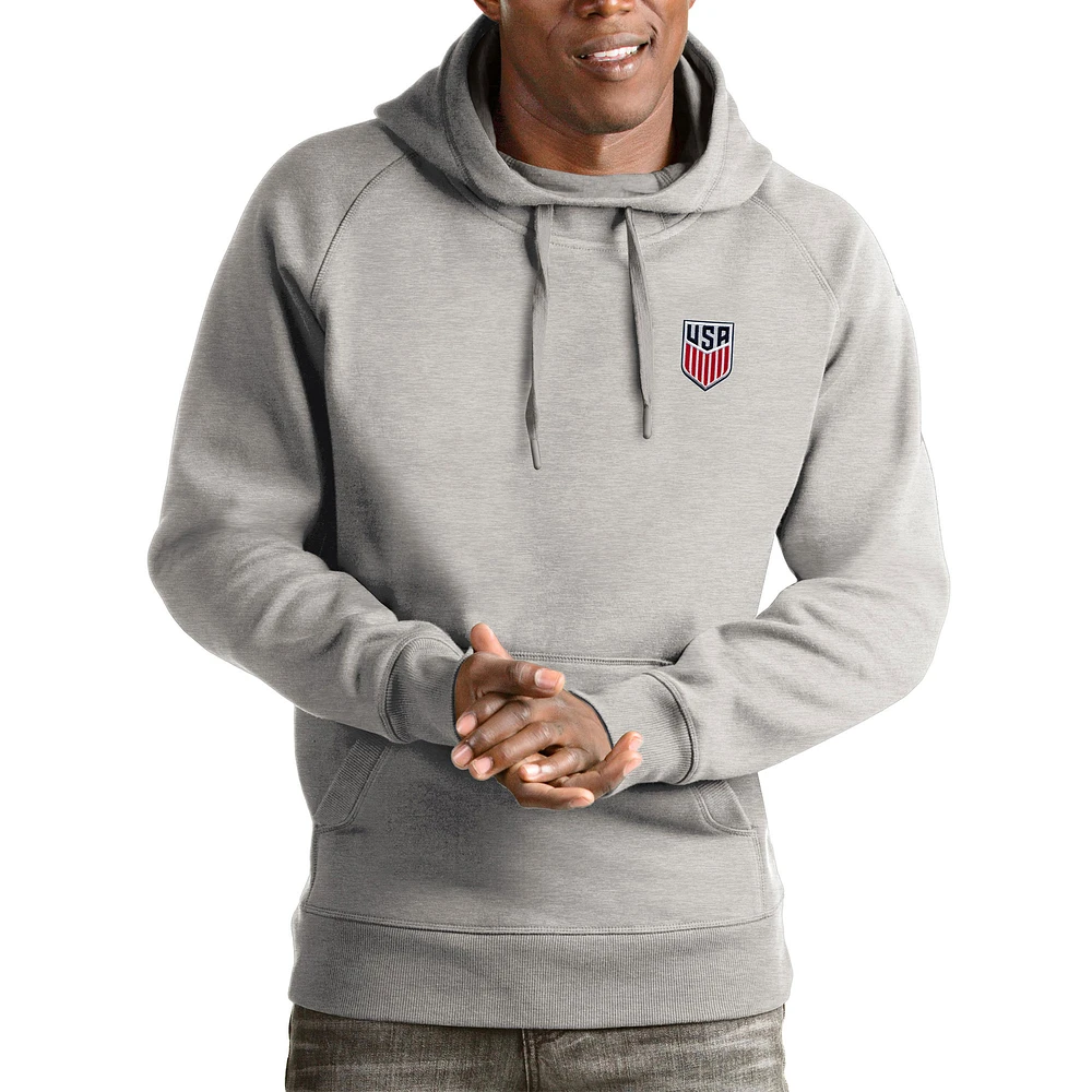 Men's Antigua Gray USMNT Victory Pullover Hoodie