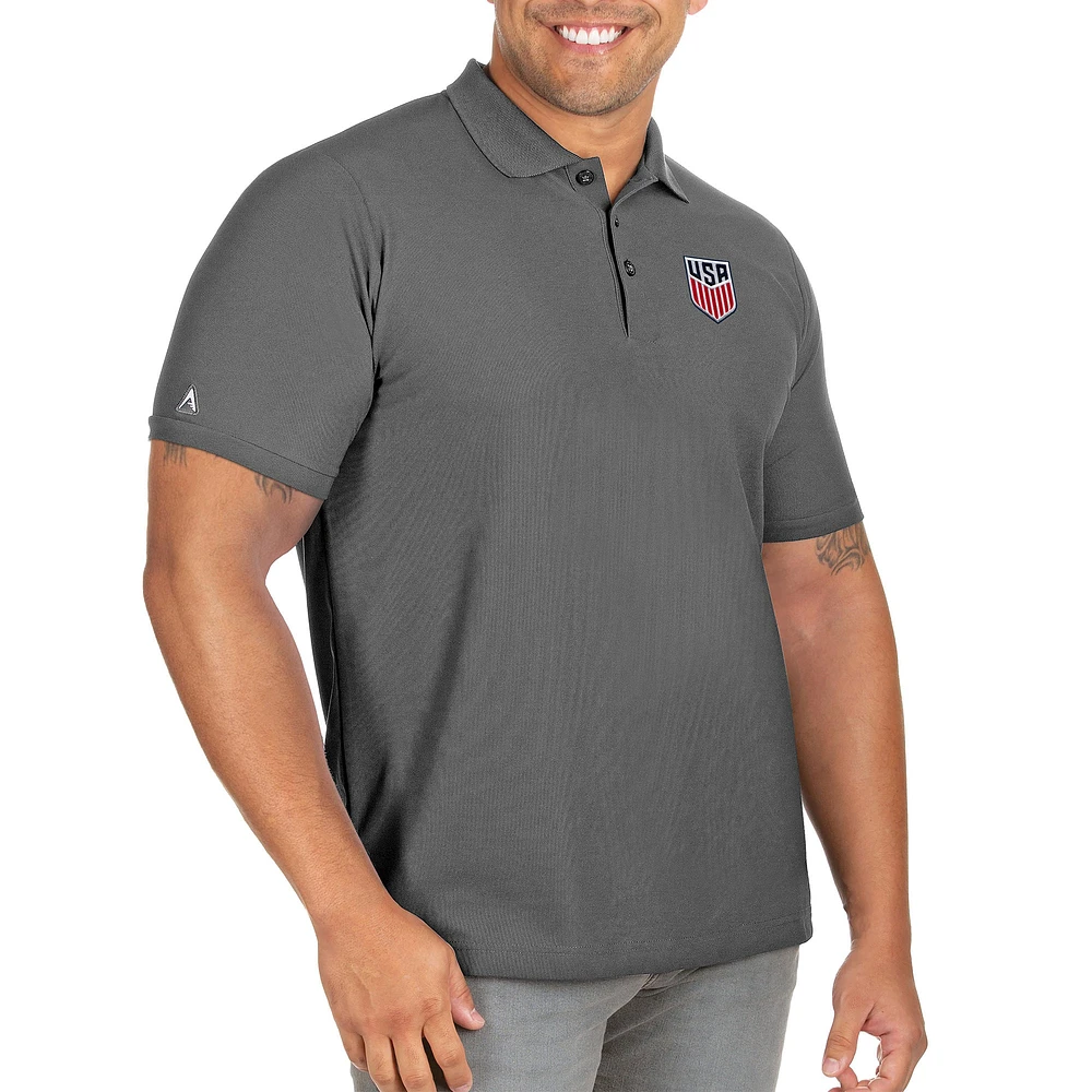 Men's Antigua Charcoal USMNT Legacy Pique Big & Tall Polo