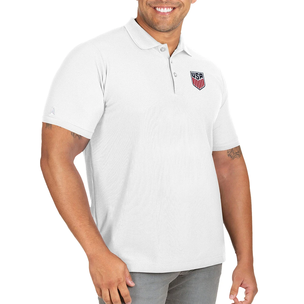 Men's Antigua White USMNT Legacy Pique Big & Tall Polo