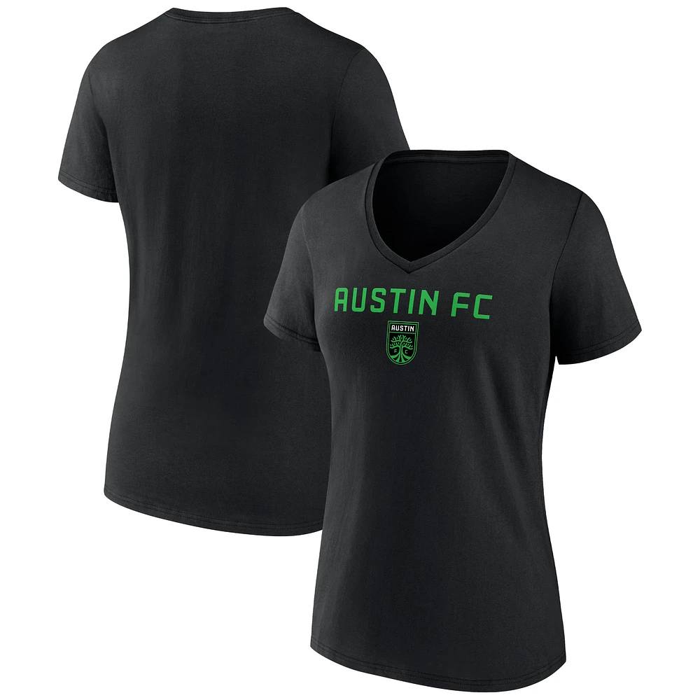 Women's Black Austin FC Heart and Soul V-Neck T-Shirt