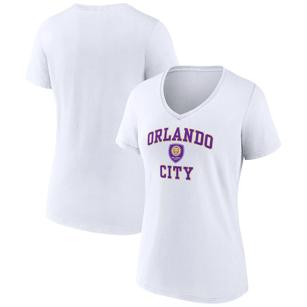 Women's White Orlando City SC Heart and Soul V-Neck T-Shirt