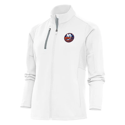 Women's Antigua White New York Islanders Team Logo Generation Full-Zip Jacket
