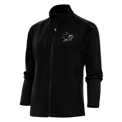 Women's Antigua Black San Jose Sharks Team Logo Generation Full-Zip Jacket