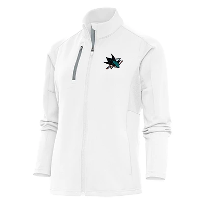 Women's Antigua White San Jose Sharks Team Logo Generation Full-Zip Jacket