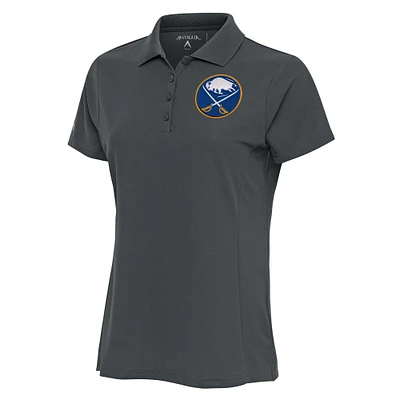 Women's Antigua Charcoal Buffalo Sabres Team Logo Legacy Pique Polo