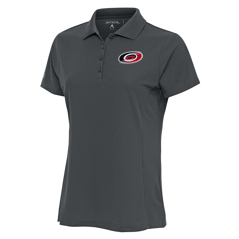 Women's Antigua Charcoal Carolina Hurricanes Team Logo Legacy Pique Polo