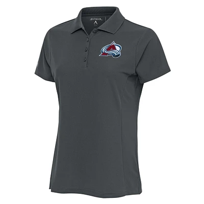 Women's Antigua Charcoal Colorado Avalanche Team Logo Legacy Pique Polo
