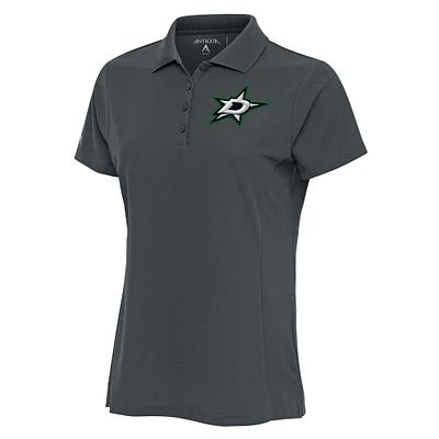 Women's Antigua Charcoal Dallas Stars Team Logo Legacy Pique Polo