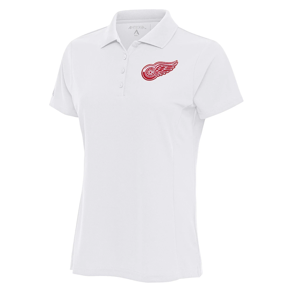 Women's Antigua White Detroit Red Wings Team Logo Legacy Pique Polo