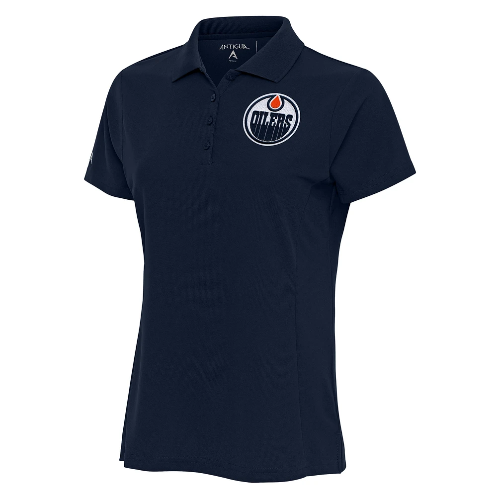 Women's Antigua Navy Edmonton Oilers Team Logo Legacy Pique Polo