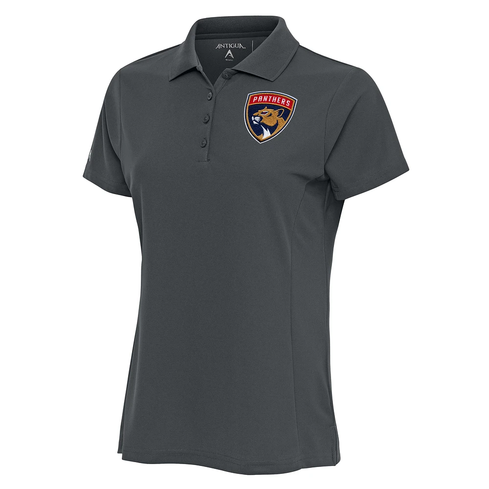Women's Antigua Charcoal Florida Panthers Team Logo Legacy Pique Polo