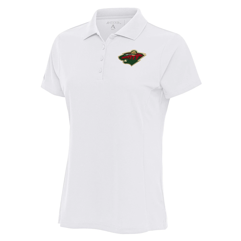 Women's Antigua White Minnesota Wild Team Logo Legacy Pique Polo