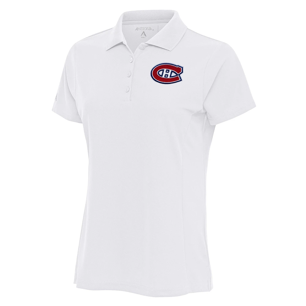 Women's Antigua White Montreal Canadiens Team Logo Legacy Pique Polo