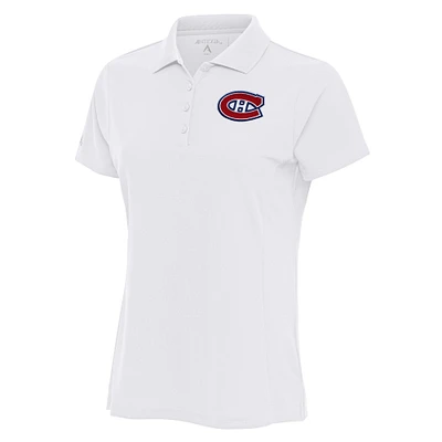Women's Antigua White Montreal Canadiens Team Logo Legacy Pique Polo