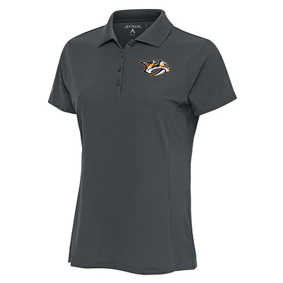 Women's Antigua Charcoal Nashville Predators Team Logo Legacy Pique Polo