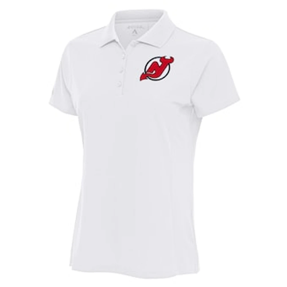 Women's Antigua White New Jersey Devils Team Logo Legacy Pique Polo