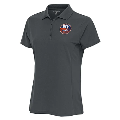 Women's Antigua Charcoal New York Islanders Team Logo Legacy Pique Polo