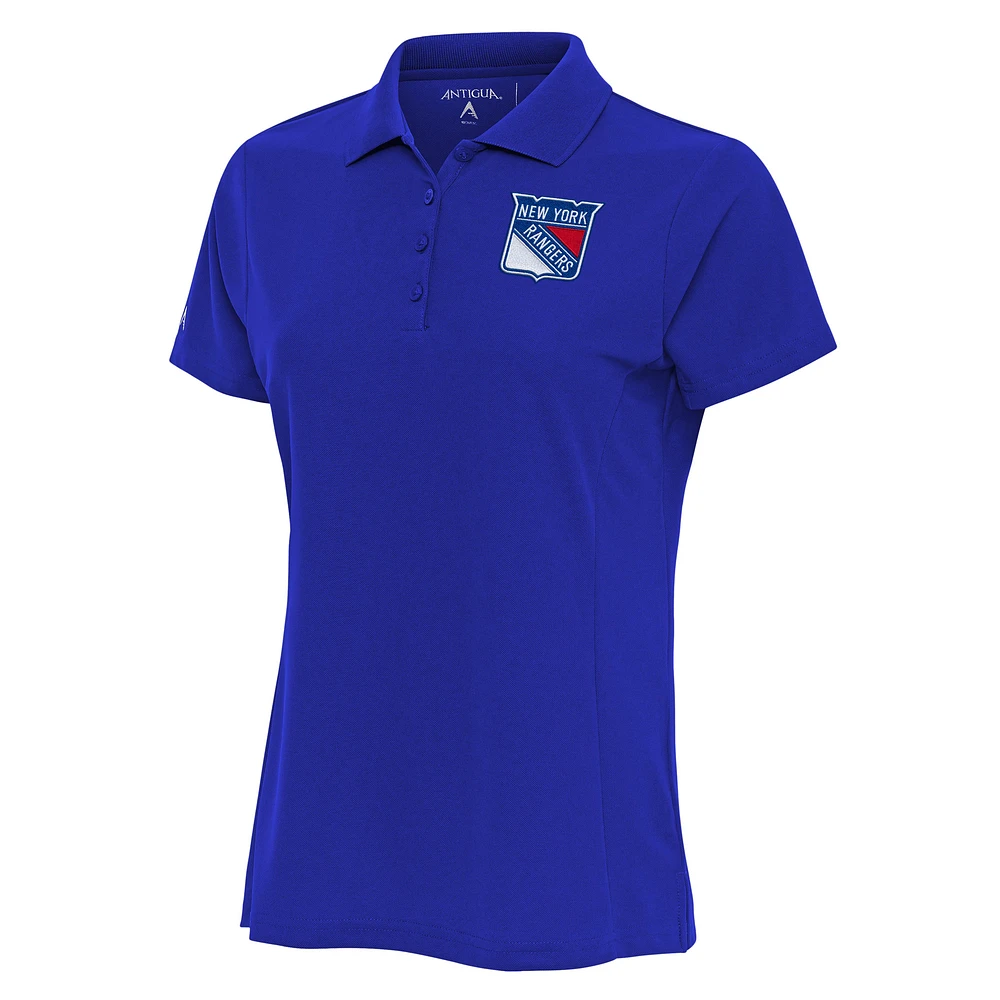 Women's Antigua Royal New York Rangers Team Logo Legacy Pique Polo