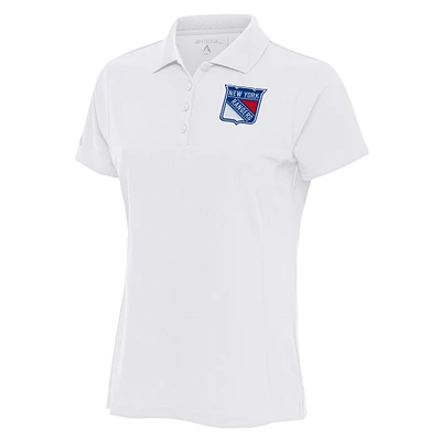 Women's Antigua White New York Rangers Team Logo Legacy Pique Polo