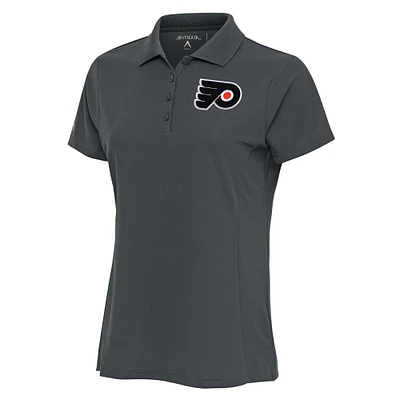 Women's Antigua Charcoal Philadelphia Flyers Team Logo Legacy Pique Polo