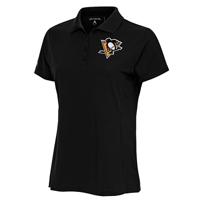 Women's Antigua Black Pittsburgh Penguins Team Logo Legacy Pique Polo