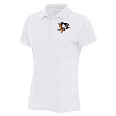 Women's Antigua White Pittsburgh Penguins Team Logo Legacy Pique Polo