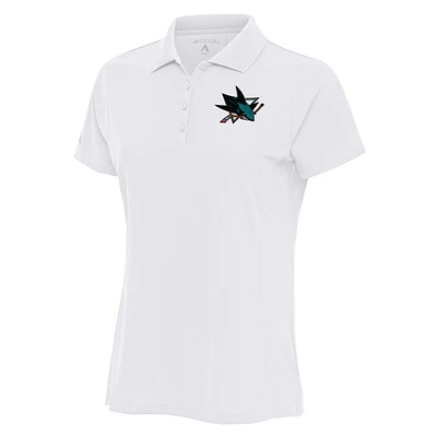 Women's Antigua White San Jose Sharks Team Logo Legacy Pique Polo