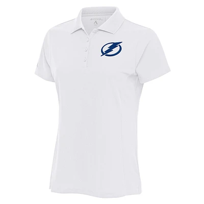 Women's Antigua White Tampa Bay Lightning Team Logo Legacy Pique Polo