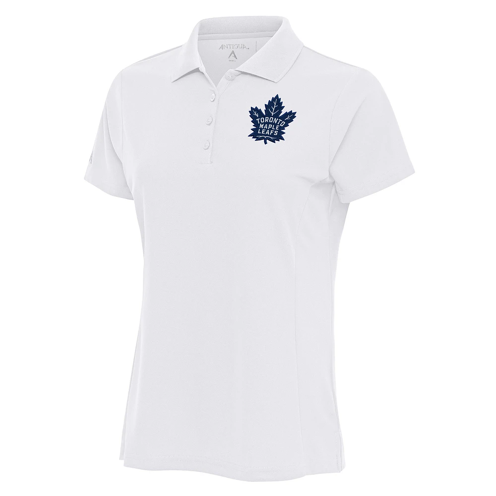 Women's Antigua White Toronto Maple Leafs Team Logo Legacy Pique Polo