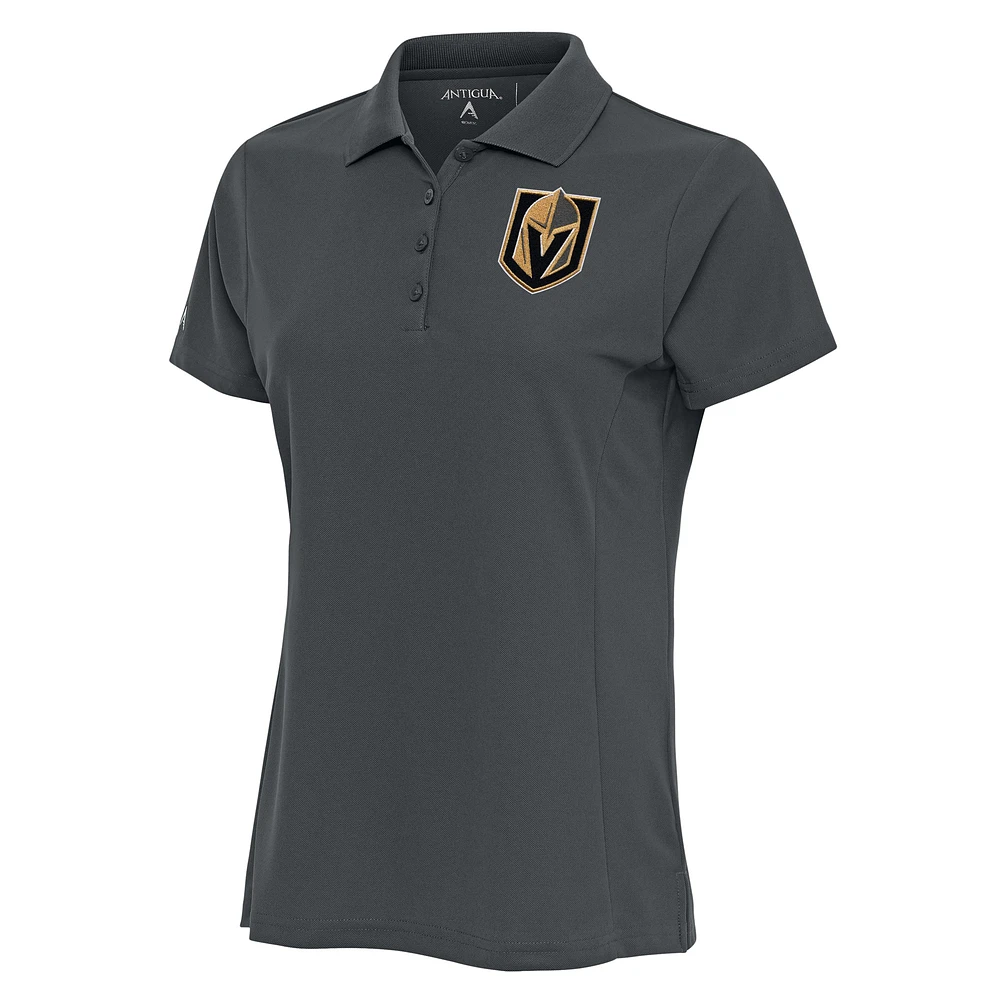 Women's Antigua Charcoal Vegas Golden Knights Team Logo Legacy Pique Polo
